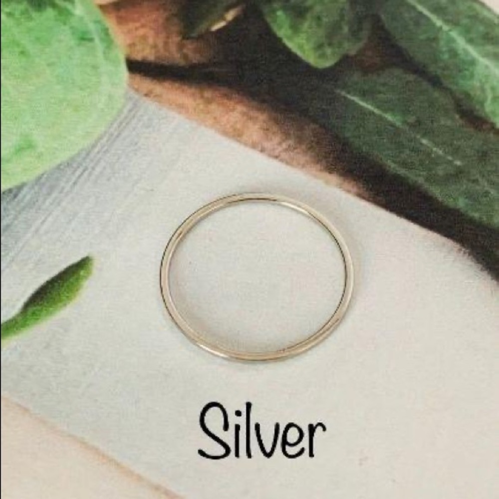 Silver Thin Minimalist Stackable Band - Picture 2 of 5